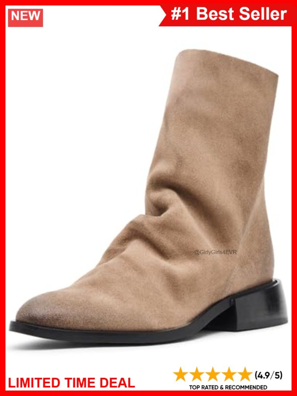 Suede Ankle Bootie Flat Closed Toe Mid-Top Casual
